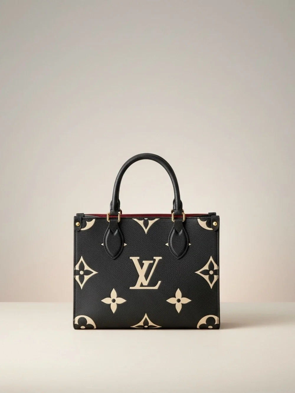 Louis Vuitton Black & Cream Monogram Large Tote - Picture 1 of 6